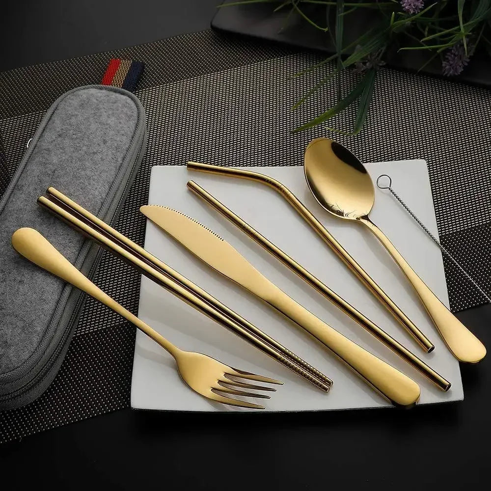 8-Piece Stainless Steel Travel Cutlery Set with Portable Case Travel Cutlery Set Oasis Select