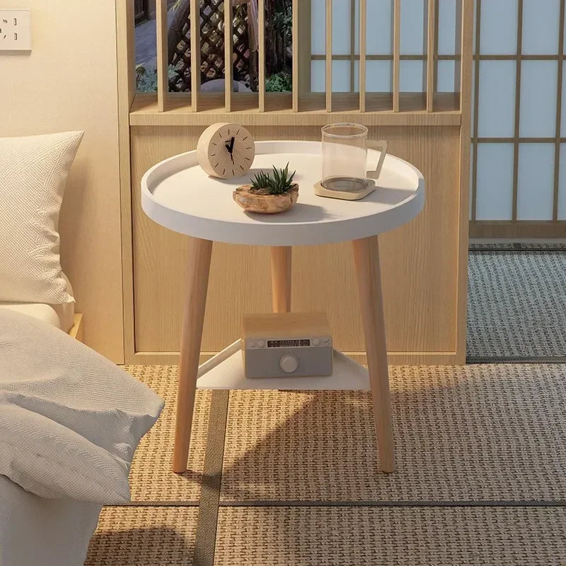 Multi-functional Small round table small apartment bedside table bedroom coffee table rack Oasis Select