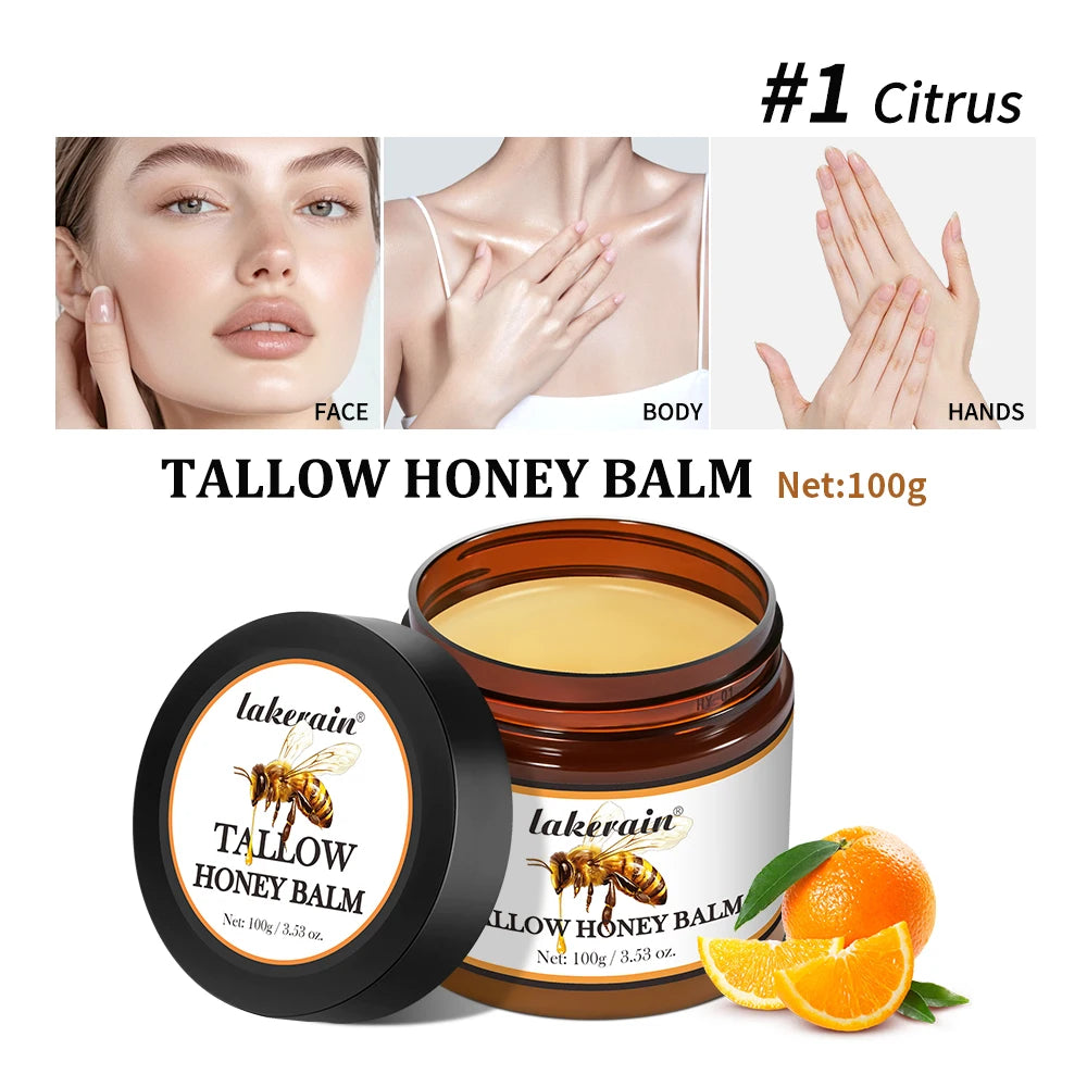 Honey Tallow Balm Beef Tallow Balm Moisturizing Cream for Soft Smooth Skin Handmade All-Natural Moisturizer Antioxidant Skincare Oasis Select 1 Citrus