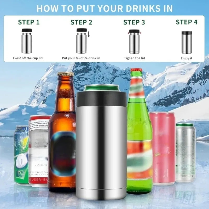 Wine Bottle Refrigerator New Beer Bottle Cooler Stainless Steel Can Wall Vacuum Insulated Coke Refrigerator Can Bar Accessories Oasis Select