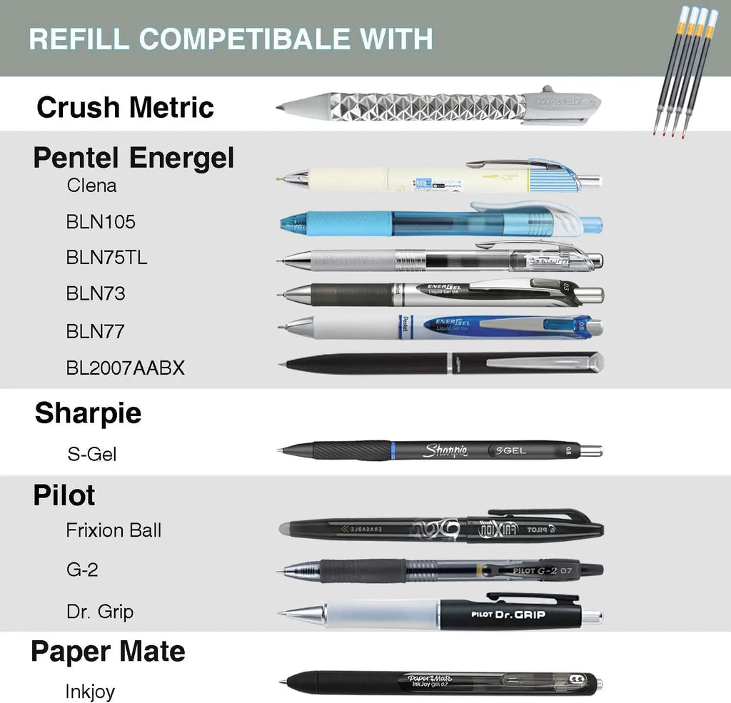 20 Pcs Ink Pen Refills Compatible with Pilot G2, Sharpie Gel Pens 0.5 Refills Black, Fine Point Pen Refills for Click Pens Oasis Select