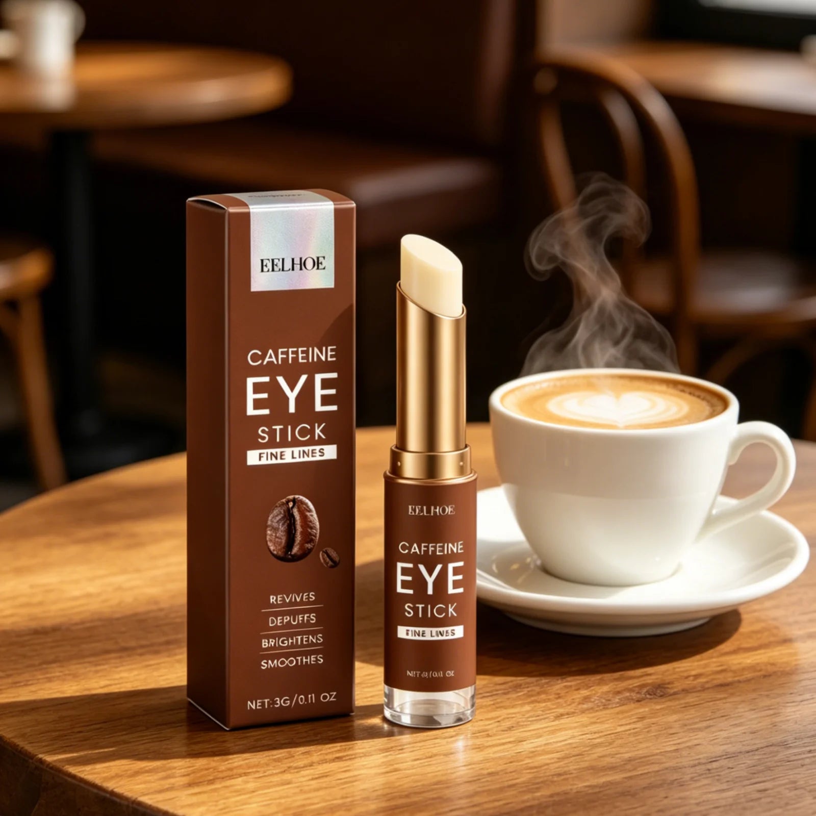EELHOE Caffeine Eye Stick Wrinkle Reduction Puffiness Easing Smoothing Skin Firming Revitalizing Quick Absorbing Solid Eye Cream Oasis Select