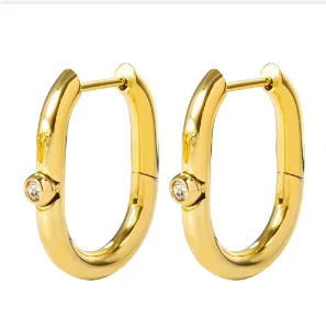 Hoop Earrings for Women Trendy Golden Stainless Steel Earring Jewelry New Oasis Select D43