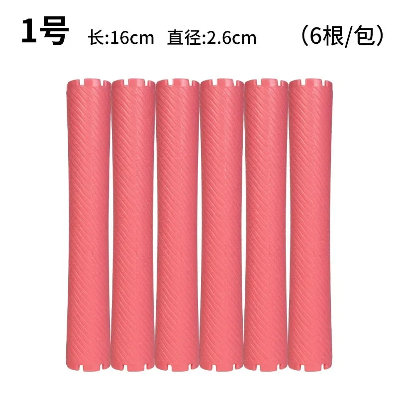 6pcs DIY Heatless Lengthened Hair Roller Stick Perm Tools Hollow Design Spiral Hair Curler Magic Curls Curly Hair Styling Kits Oasis Select 2.6cm