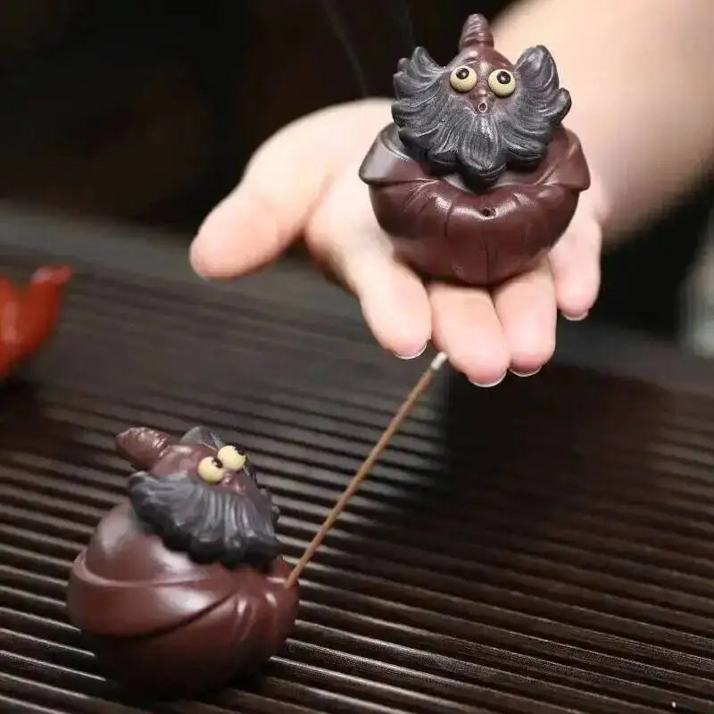 Purple Clay Tea Pet Wealth Brings Fortune Tea Ceremony Incense Holder Lid Accessories Tea Table Tea Play Can Oasis Select
