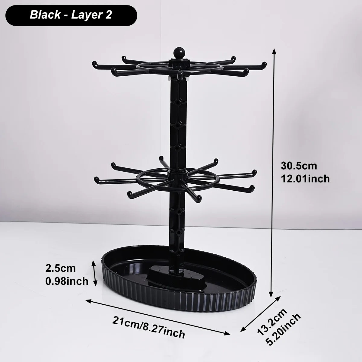 1pc multi-layer adjustablerotatable keychain storage rack jewelry bracelet desktop jewelry accessories display rack holiday gift Oasis Select black-2layers