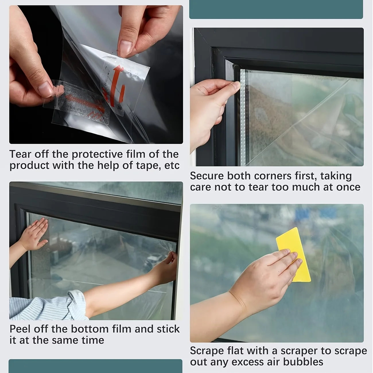 Self-Adhesive PET Glass Sunshade Film Transparent Shatterproof Window Provides Barrier Protection Suitable For Home And Office. Oasis Select