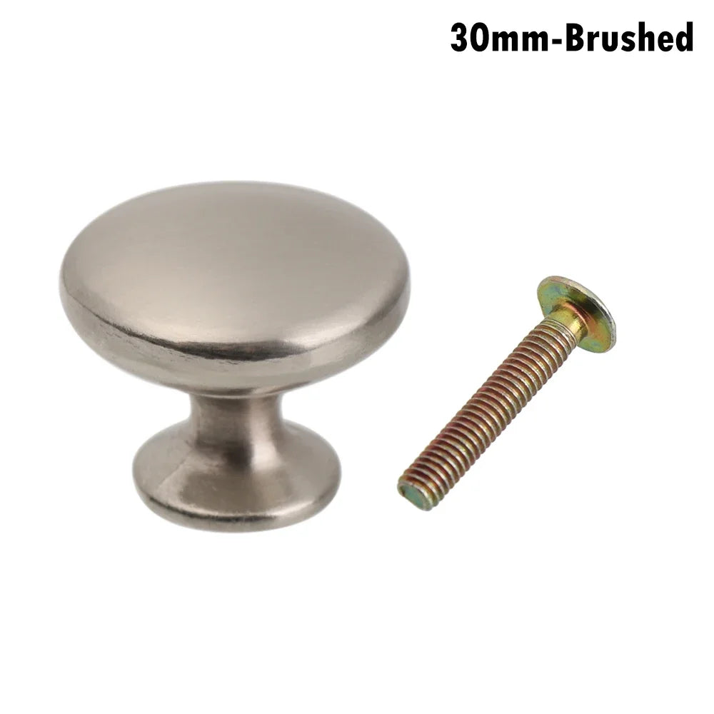 Round Alloy Cabinet Handles Knobs Kitchen Cupboard Door Wardrobe Pulls Drawer Furniture Hardware Fittings Oasis Select 1PC 30mm-brushed