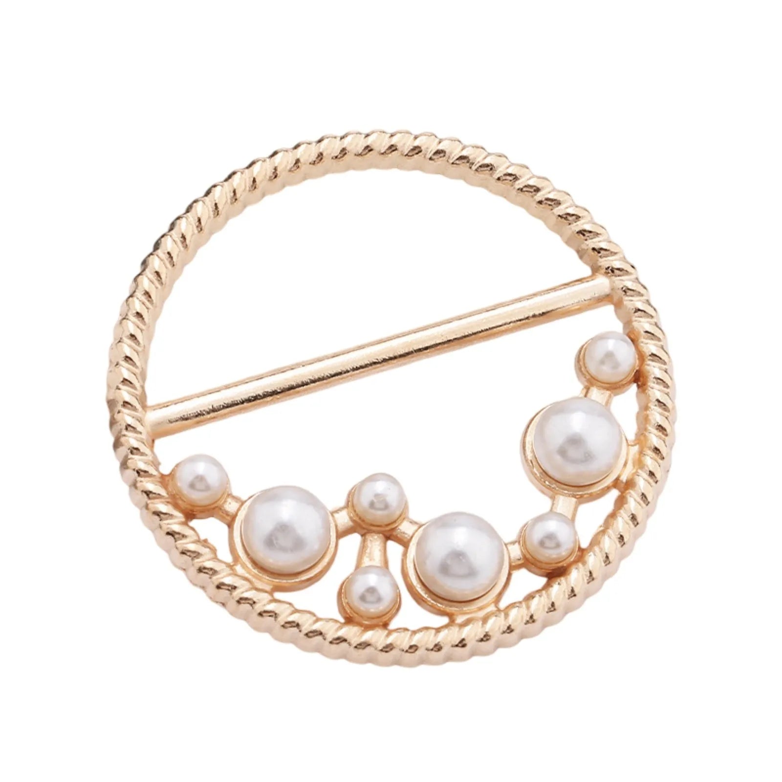 New Fashion Corner Hem Waist Knotted Brooches Crystal Pearl Metal Hijab Scarf Ring Button Shirt T-shirt Fixed Buckle Accessories Oasis Select