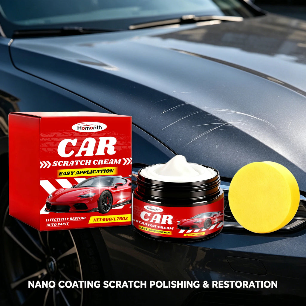 Car Scratch Remover Cream with Sponge Auto Paint Scratch Remover Polishing Paste for Car Scuffs Swirls Fine Lines Cleaning Care Oasis Select
