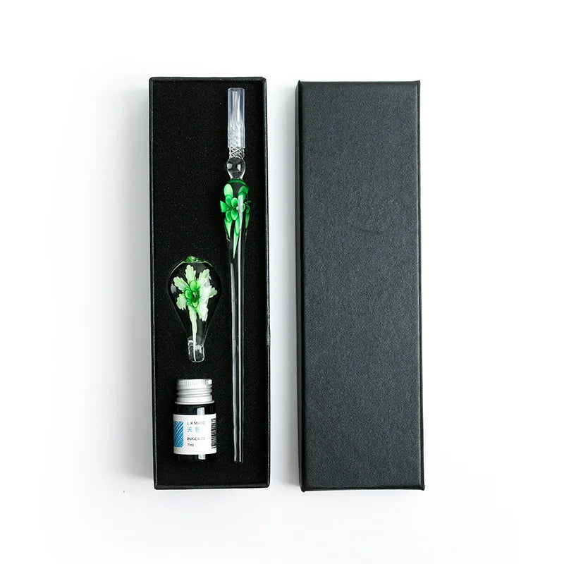 Flower glass dipping pen, student stationery, glass pen, crystal glass pen, birthday gift pen set Oasis Select 4