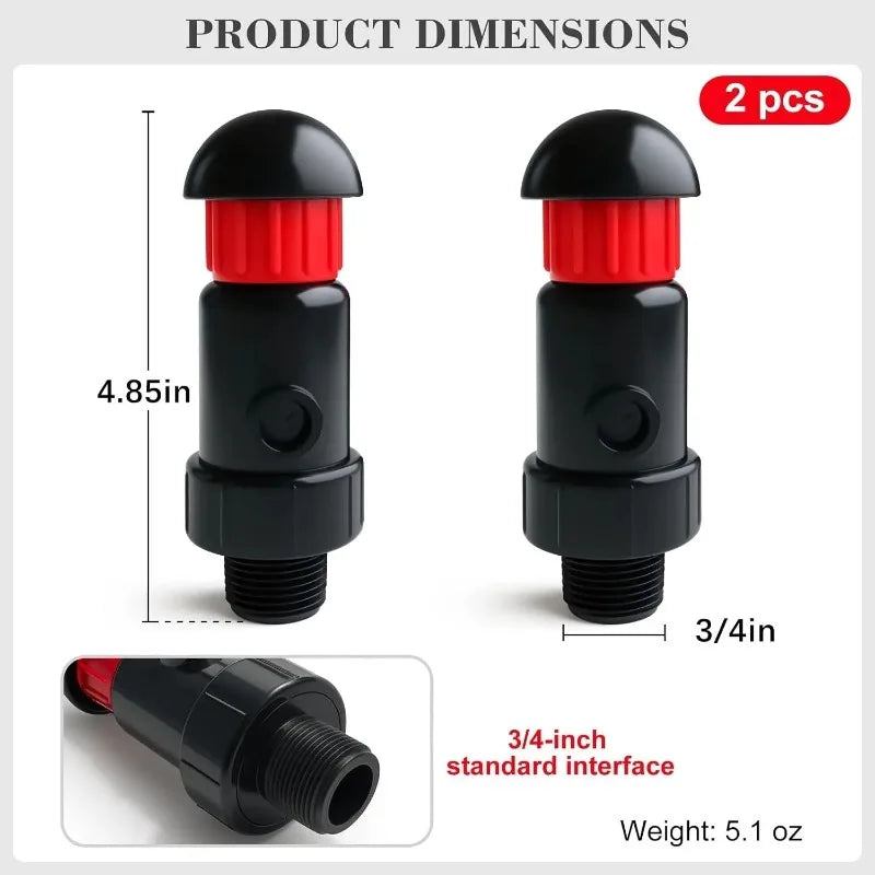 2pcs Air& Vacuum Relief Valve for Water Tanks, 3/4 1 Inch Automatic Air Vent Valve BS Thread Connection, Drip Irrigation Systems Oasis Select