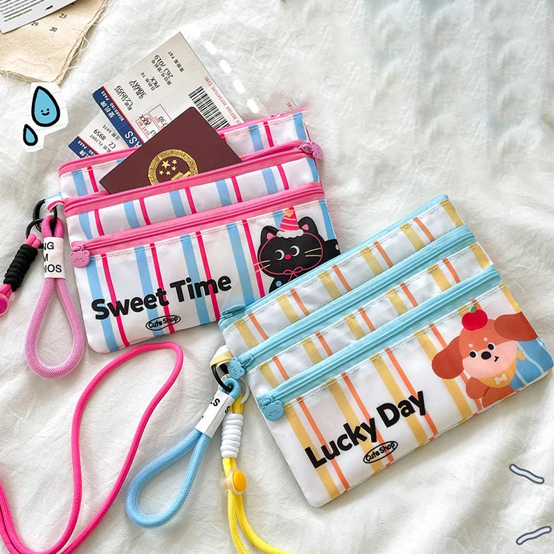 Cute Waterproof ID Card Storage Bag Multi-function Portable Plane Ticket Card Bag Cute Cartoon Passport Clip ID Card Storage Oasis Select