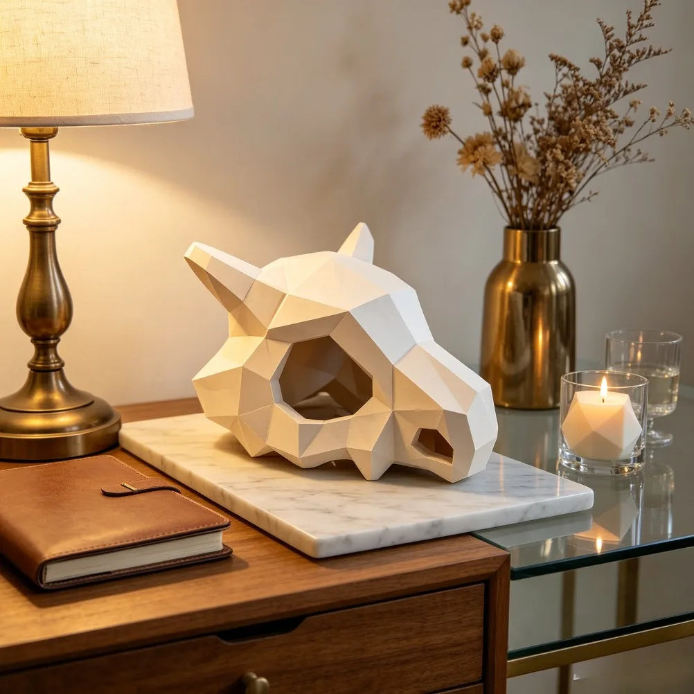 3D Printed Geometric Skull Figurine Stylish Low Poly Head Ornament Minimalist Desktop Bookshelf Statue Home Tabletop Decoration Oasis Select