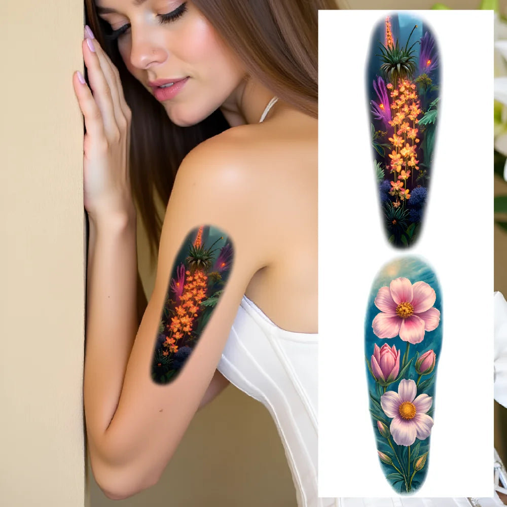 12pcs Waterproof Temporary Tattoo Stickers – Colorful Floral