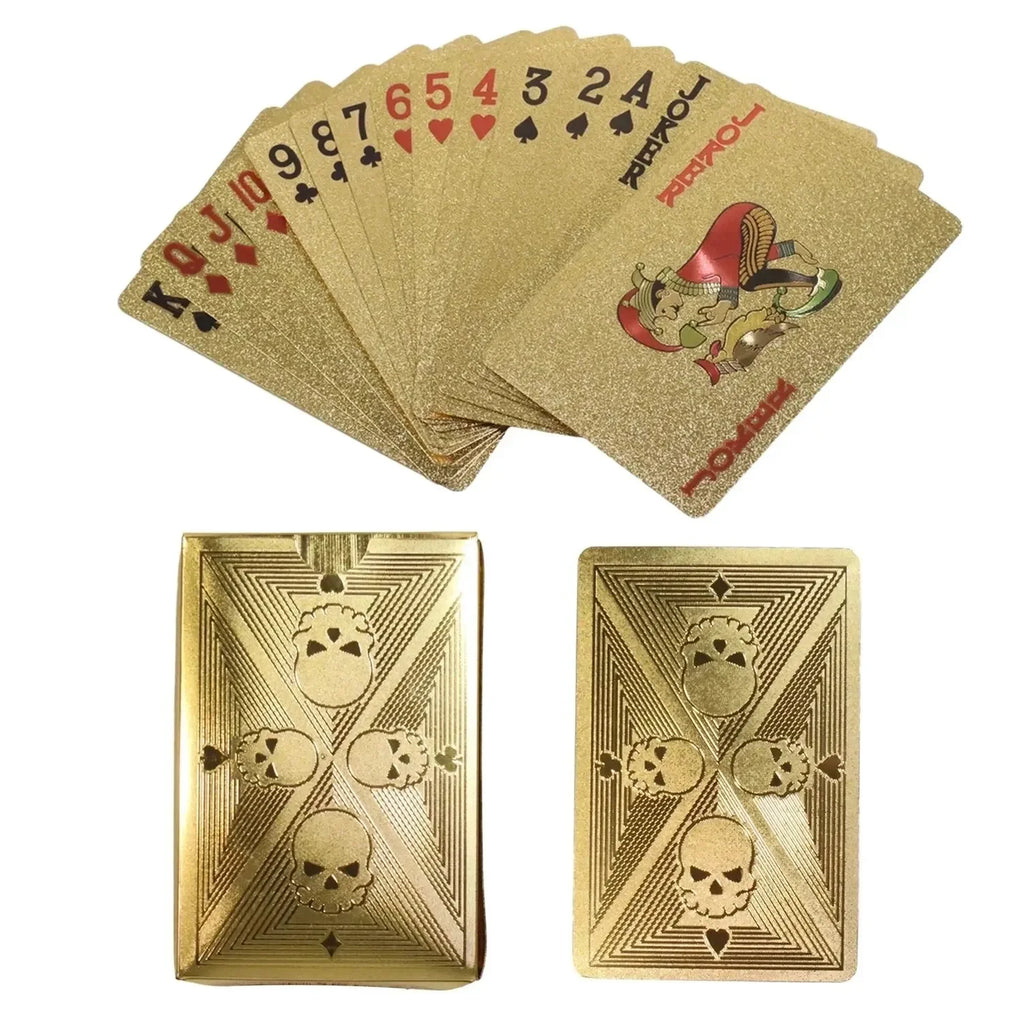 Gold Foil Skull PVC Playing Cards – Waterproof Poker Deck Playing Card Deck Oasis Select Golden Skull