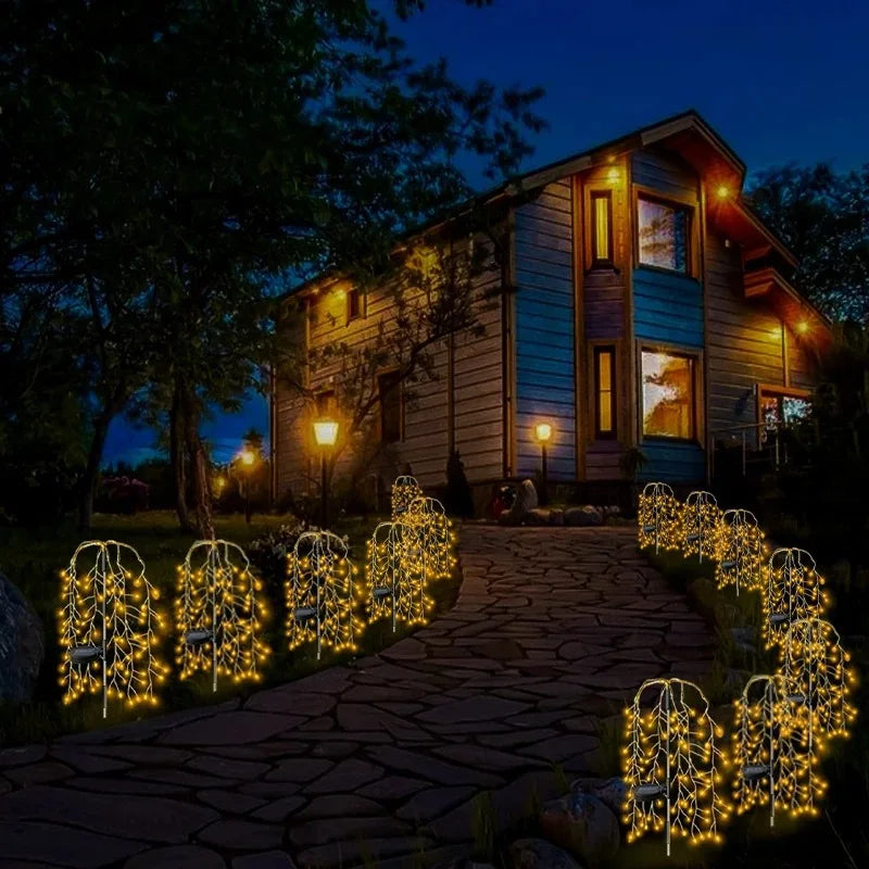 Solar-powered Ground Smoke Lamp LED Starry Sky Copper Wire Outdoor Waterproof Lawn and Courtyard Decorative Color Lamp Oasis Select FirecraWarm 200light