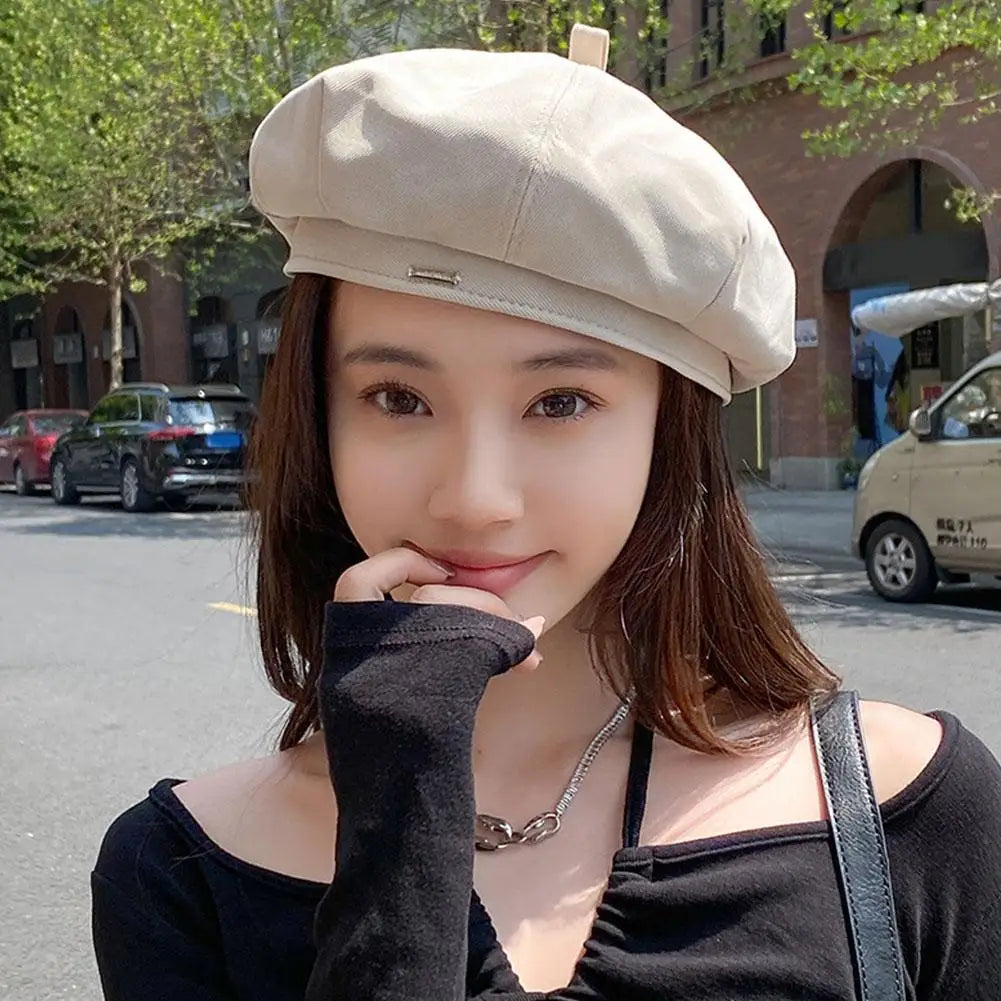 Women's Vintage French Plaid Beret Hat – Painter Cap All Seasons Women's Beret Hat Oasis Select