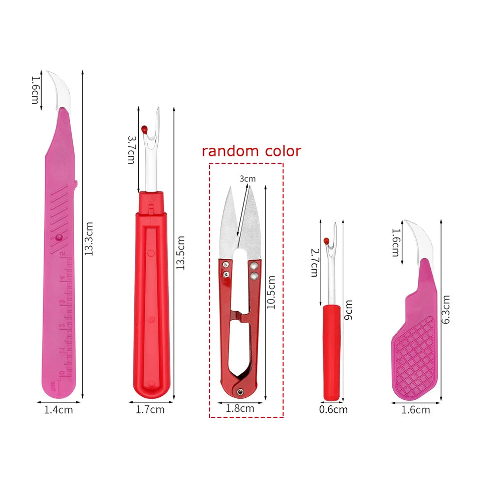 5Pcs Blue Sewing Ripper Kit with Thread Ripper Seam Ripper and Scissors for Removing Stitches Oasis Select 5pcs red