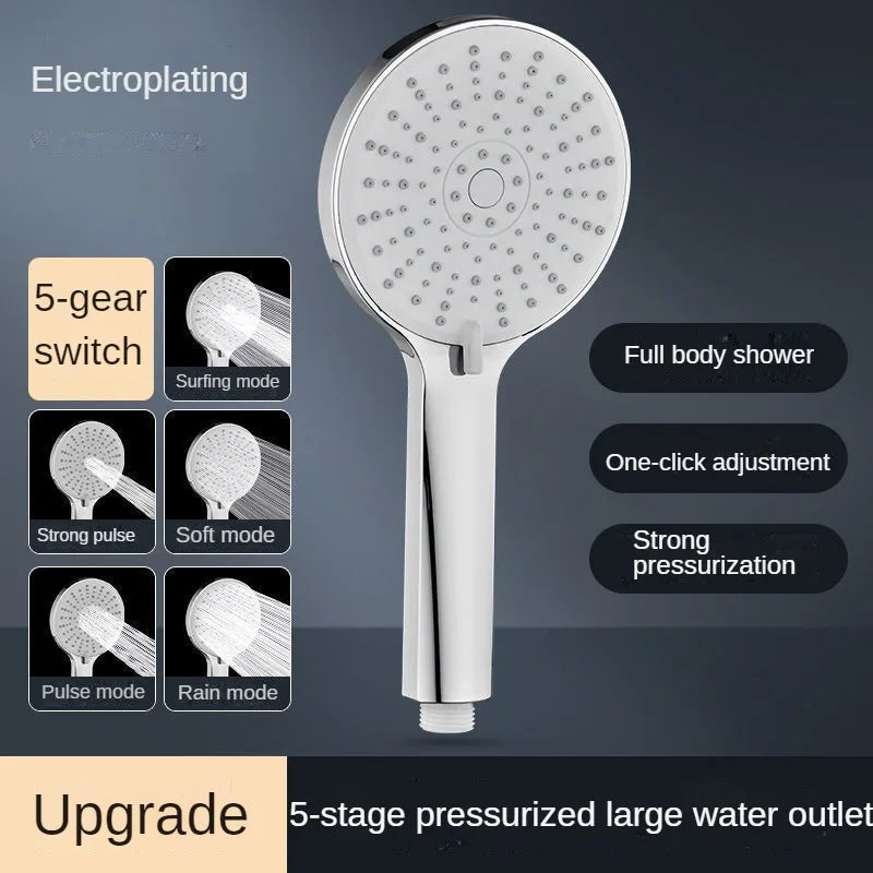 Large Panel Shower Head Pressurised Five-speed Adjustable Shower Bathroom Rain Shower Head Bathroom Shower Accessories Oasis Select