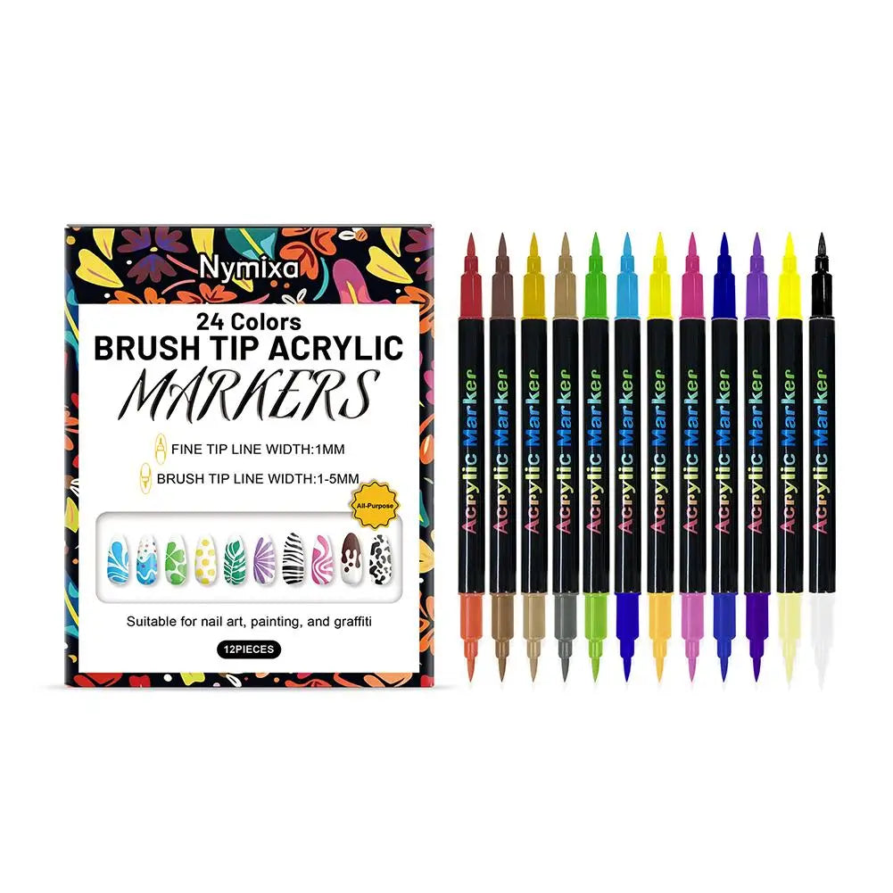 12-Piece Nail Art Graffiti Pens – Waterproof Quick-Dry Markers