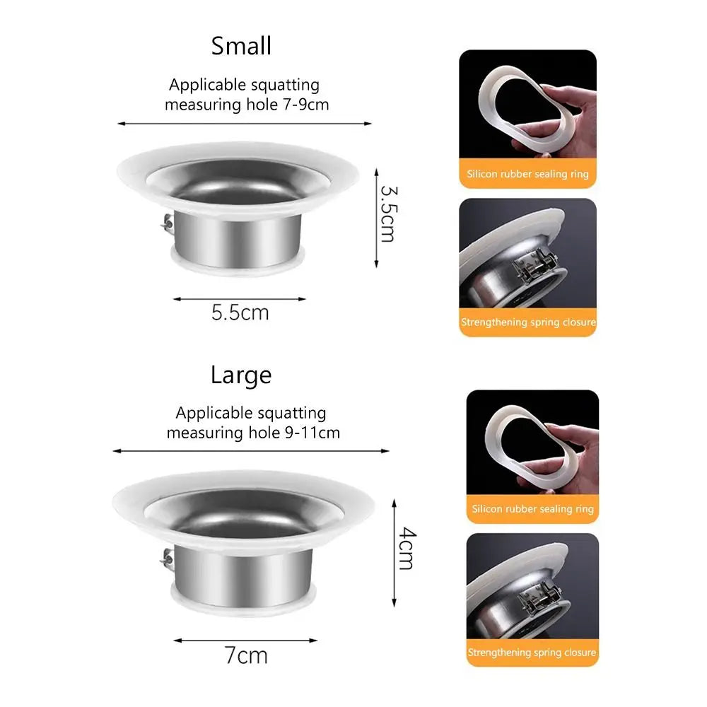 Prevent Backflow Toilet Odor Stopper Squatting Pan Accessories Bathroom Fitting Toilet Deodorant Stopper Stainless steel Oasis Select