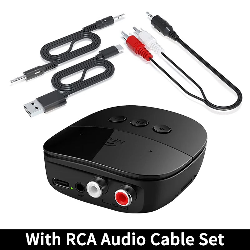 Bluetooth 5.2 Audio Receiver RCA 3.5mm AUX USB Stereo NFC Wireless Adapter U-Disk/TF Card With Mic For Car Kit Speaker Amplifier Oasis Select With RCA Cable