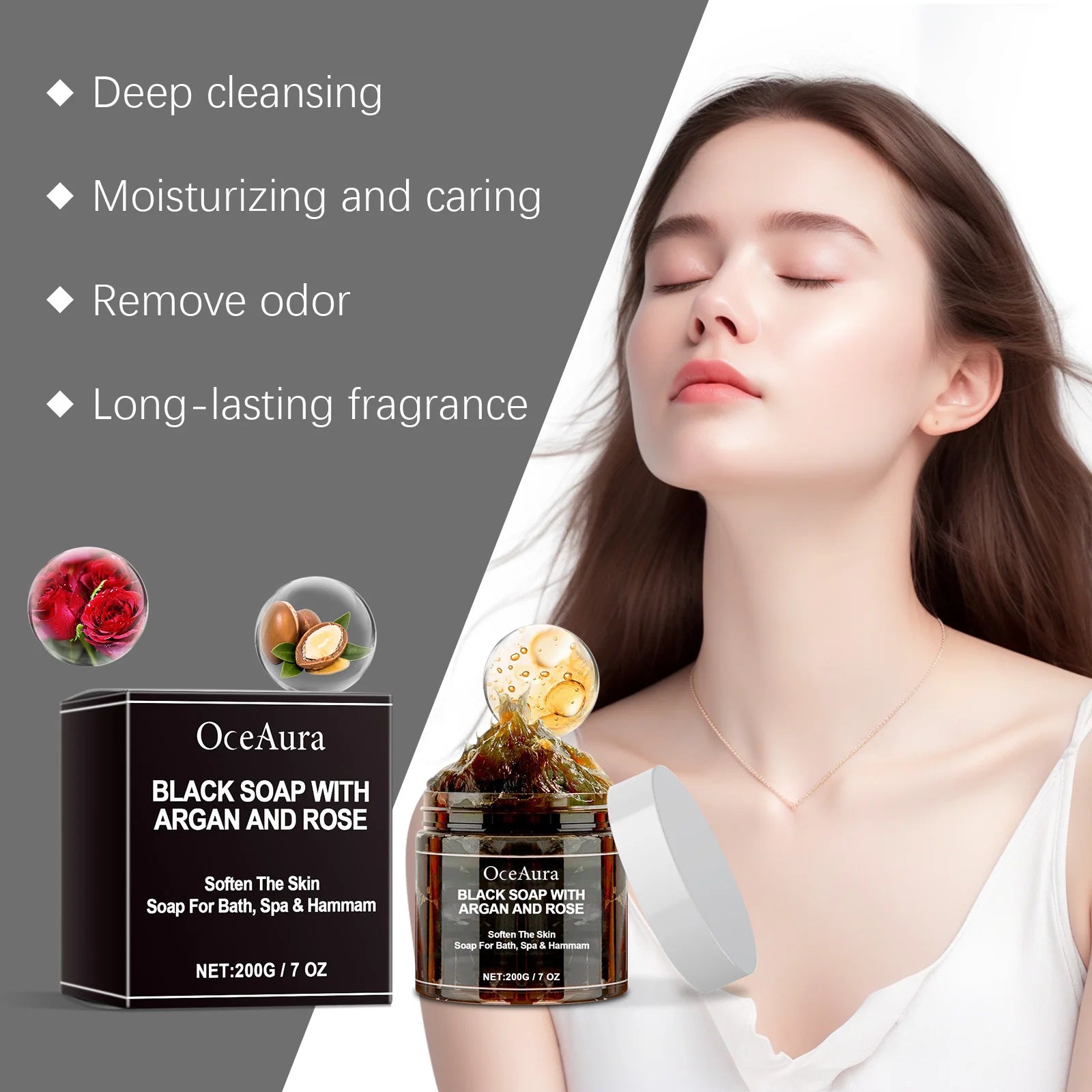 Black Cleansing Soap Dead Skin Remover Body Scrub Purifying Cleansing Exfoliating Oil Control Brighten Soft Body Scrub Cream Oasis Select