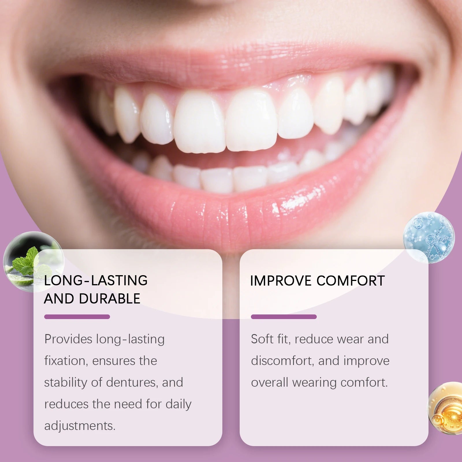 Denture Adhesive, Comfort Care, All-Day Secure Hold, Beautiful Smile Enhancement, Easy to Apply & Long-Lasting, Safe for Daily U Oasis Select