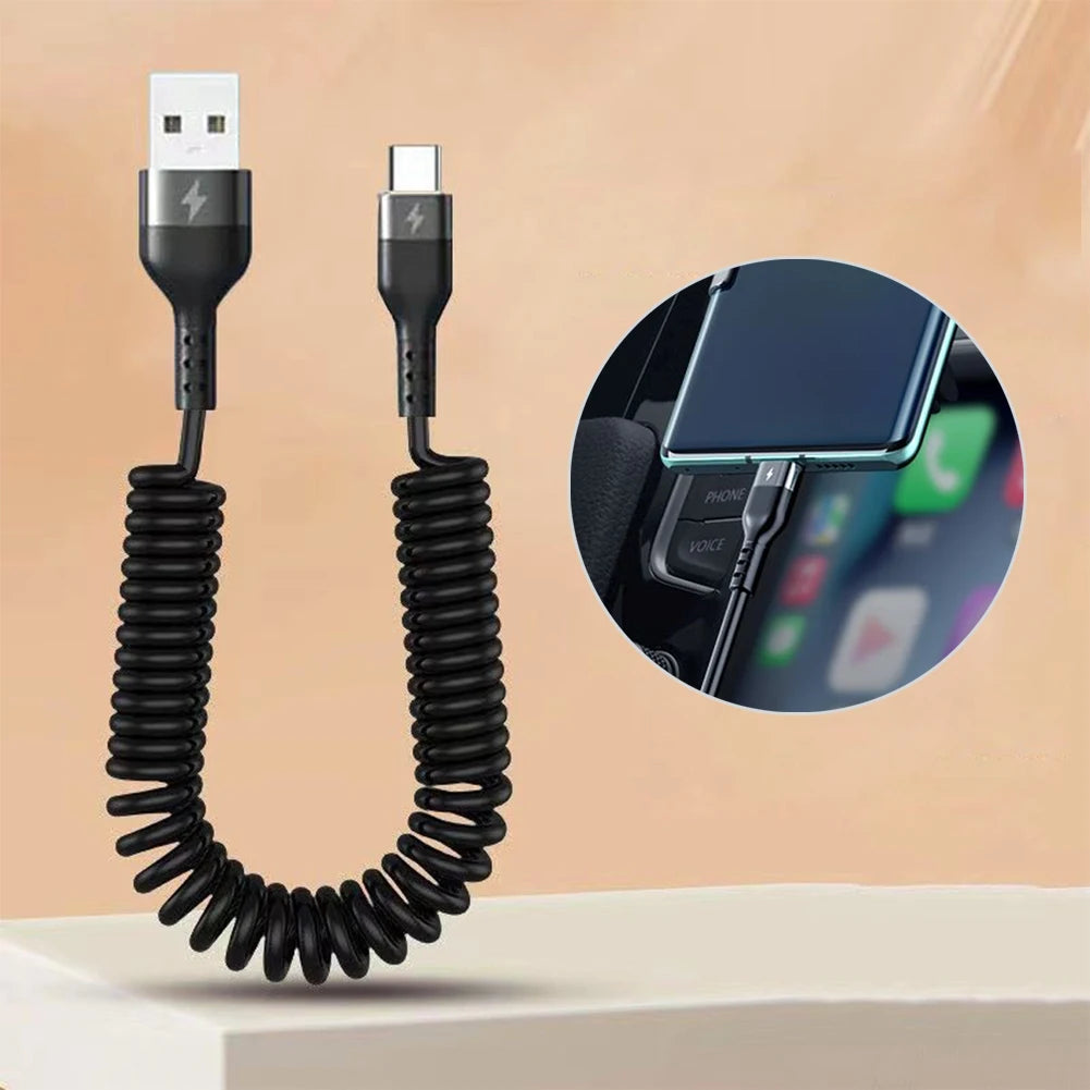 Retractable 5A Fast Charging Cable USB-C Micro USB Lightning
