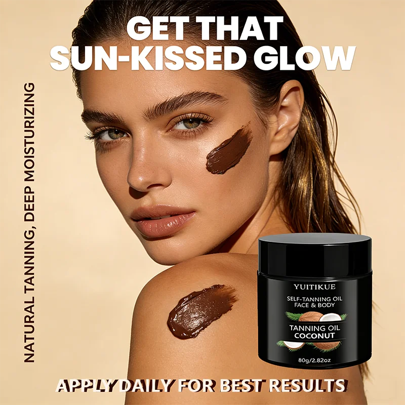 YUITIKUE Coconut Self-Tanning Oil - Natural Sun-Kissed Glow, Deep Moisturizing Face & Body Tanning Cream 80g Oasis Select