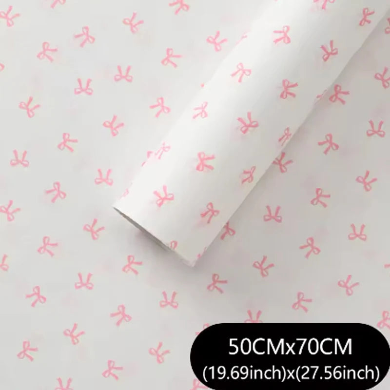 20-Sheet Floral Bow Wrapping Paper 50x70cm | Korean Gift Tissue