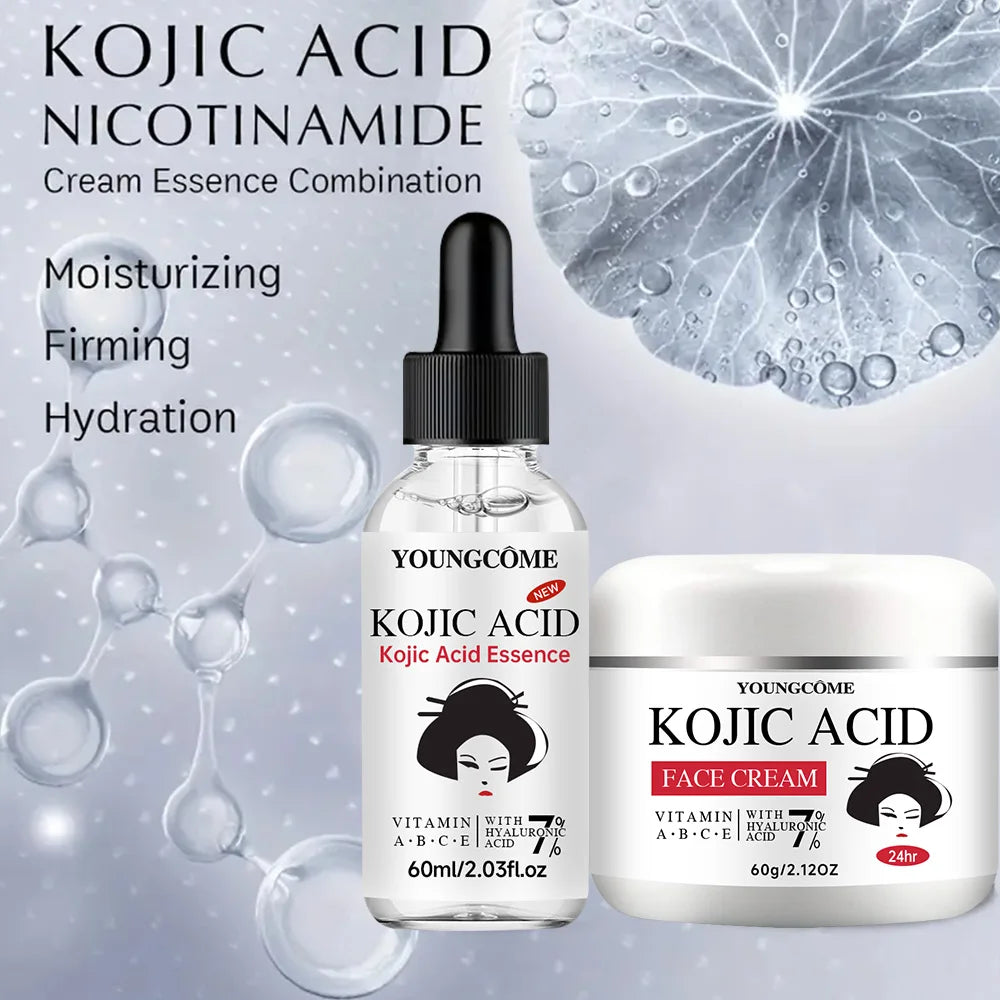 YOUNGCOME Kojic Acid Serum &Cream Bundle - Brightening Set for Dark Spots, Acne Scars, Anti-Aging Evens Skin Tone 2-in-1 Skincar Oasis Select