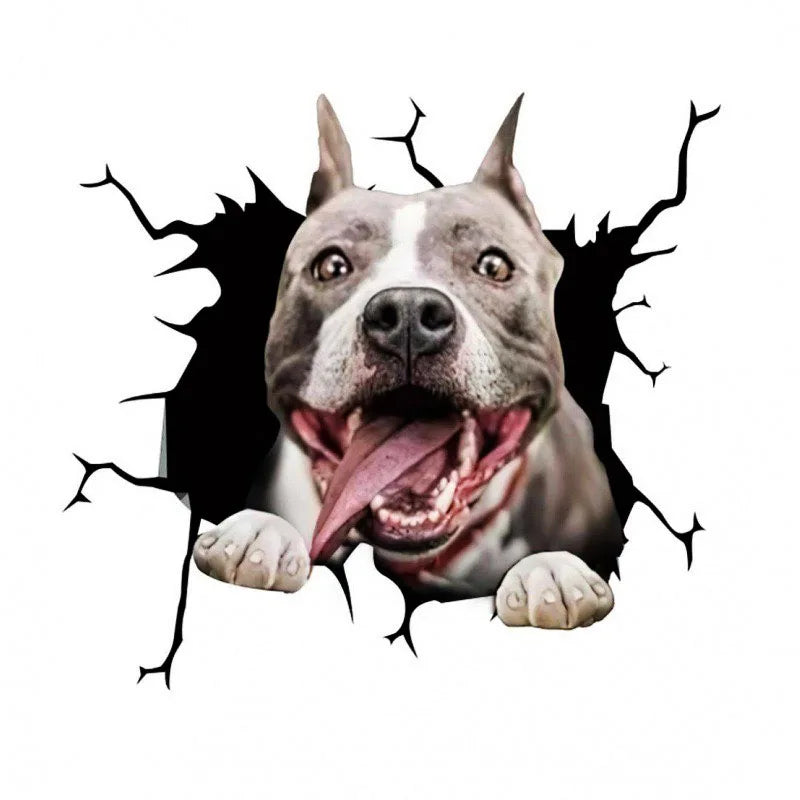 3D Dog Crack Wall Sticker – Waterproof PVC Funny Animal Decal