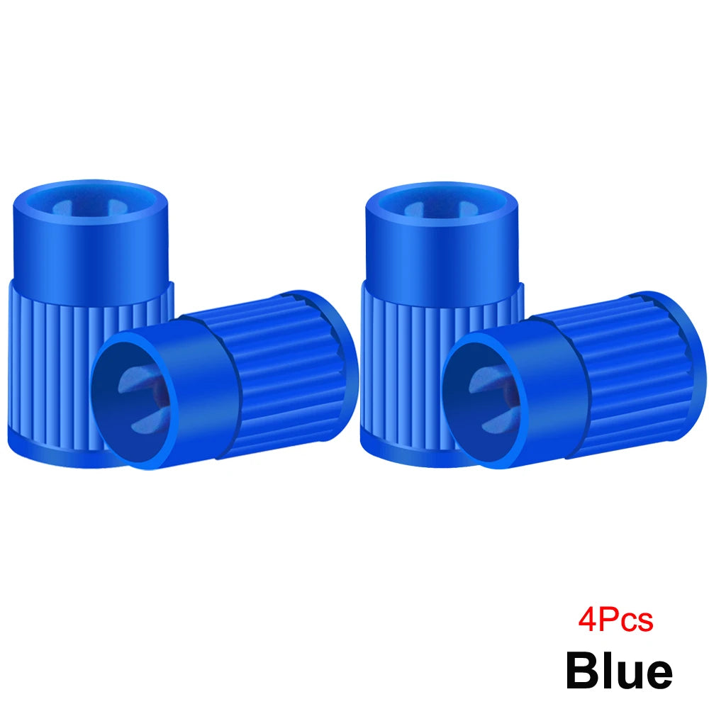 Tire Stem Valve Caps with Valve Core Remover Tool Plastic Dust Caps Universal for Cars, Bike and Bicycle, Trucks, Motorcycles Oasis Select Blue-4Pcs