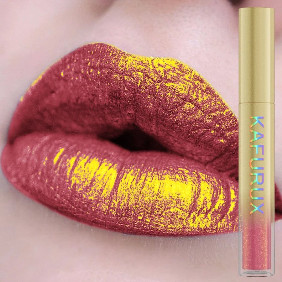 KAFURUX Glitter Lip Gloss – 14 Shades, Metallic & Waterproof