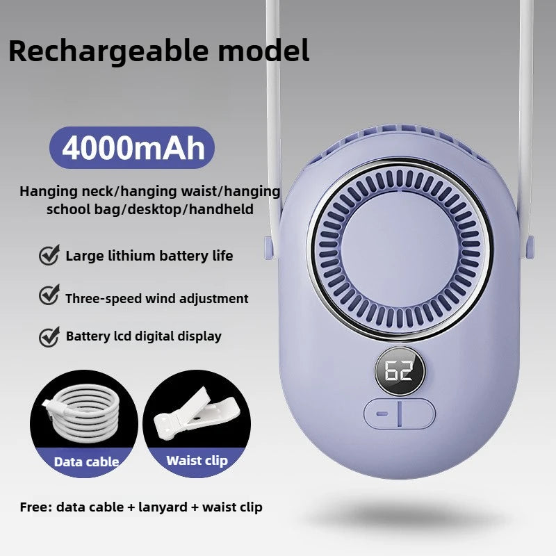 URGGU Bladeless Neck Fan – USB Rechargeable Portable Cooler