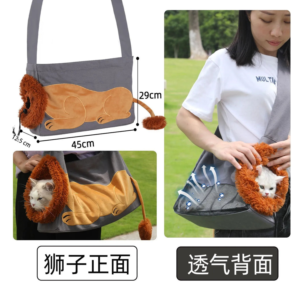 PetBag Creative Animal Pet Tote Bag for Cats and Puppies Shoulder Bag Small Crossbody Bag for Dogs Oasis Select Dark grey large