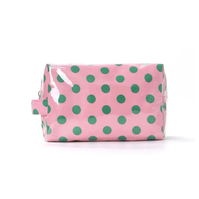 Polka Dot PVC Cosmetic Bag – Waterproof Travel Toiletry Organizer