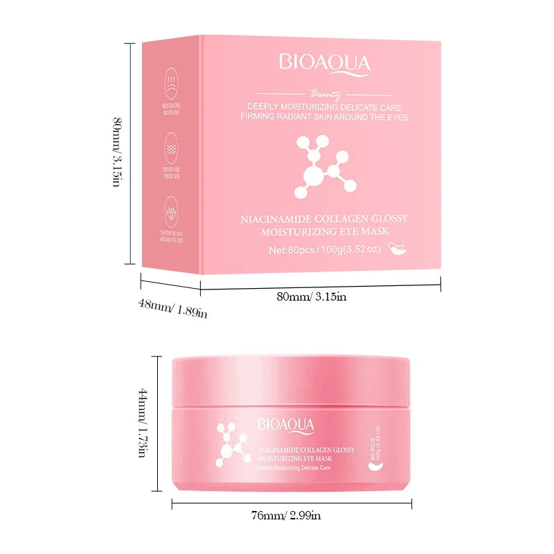 BIOAQUA 80pc Collagen Eye Mask – Dark Circles & Anti-Aging Under Eye Patches Oasis Select