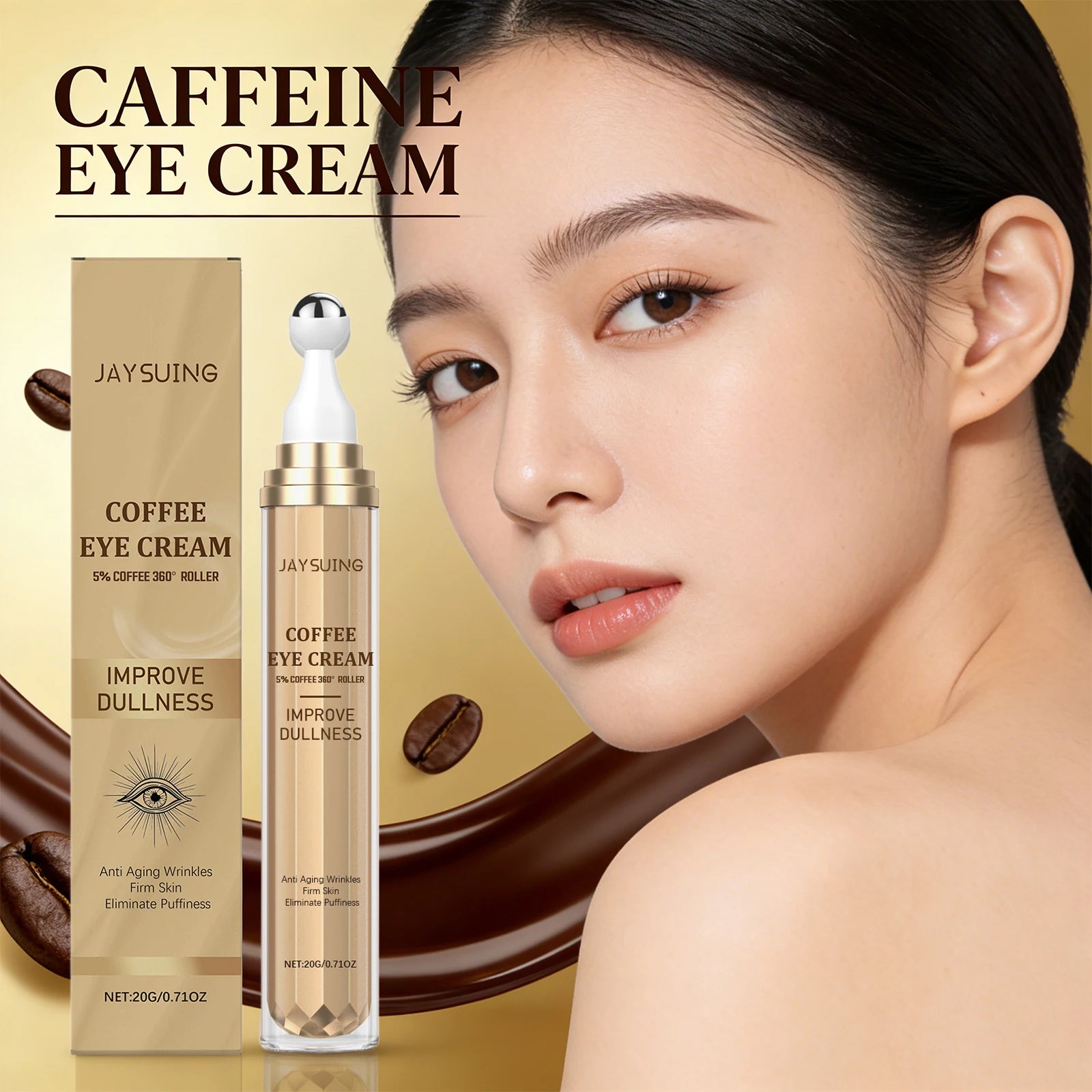 Caffee Firming Eye Cream Eye Roller Fade Dark Circles Remove Eye Bags Tightening Lifting Improves Fine Lines Eye Care Serum Oasis Select