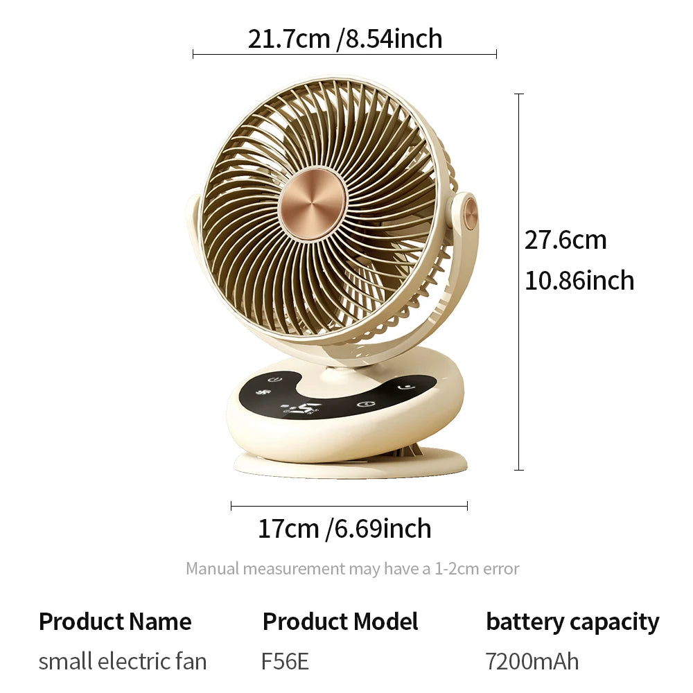USB Oscillating Desktop Fan – 4-Speed, Timer, Clip & Desk