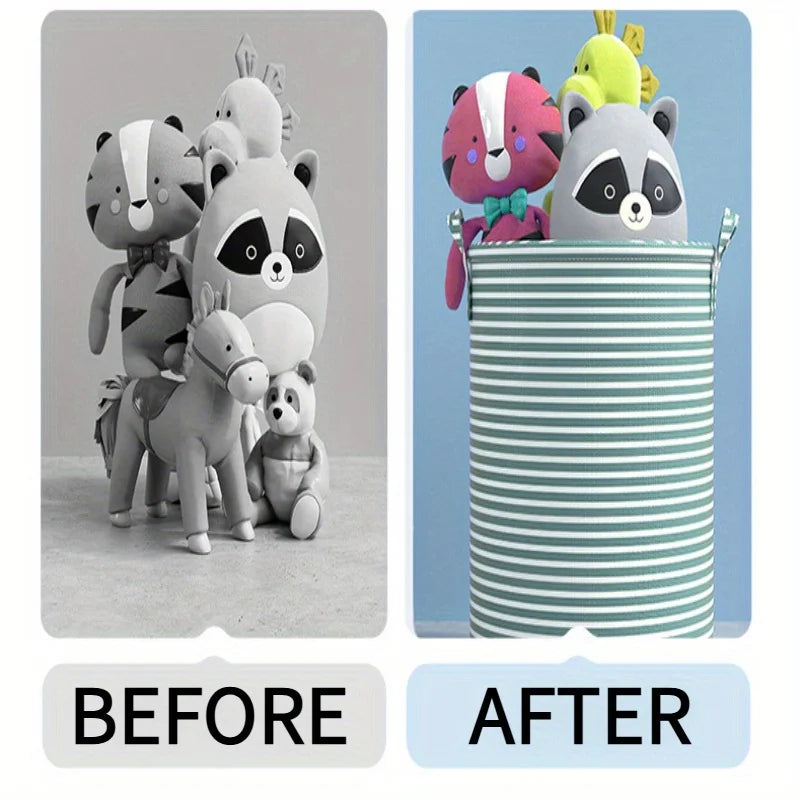 Foldable Minimalist Striped Laundry Basket Multi Use Collapsible Storage Organizer for Bathroom Bedroom Toy Clothes Home 1 Pack Oasis Select