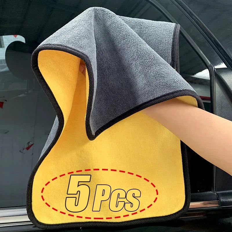 1-10Pcs Microfiber Cleaning Towel Thicken Soft Drying Cloth Car Body Washing Towels Double Layer Clean Rags 30/60cm Oasis Select
