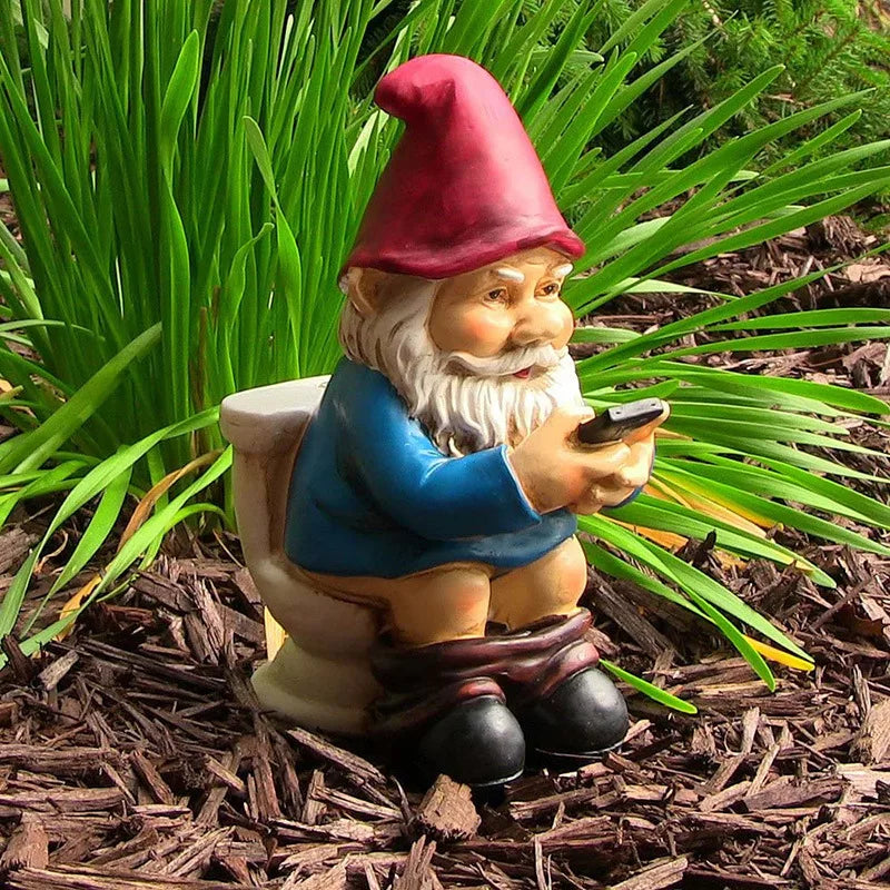 Rebellious Garden Gnome Statue Making a Rude Gesture with Long White Beard Funny Outdoor Decor for Garden Yard Gift for Friend Oasis Select
