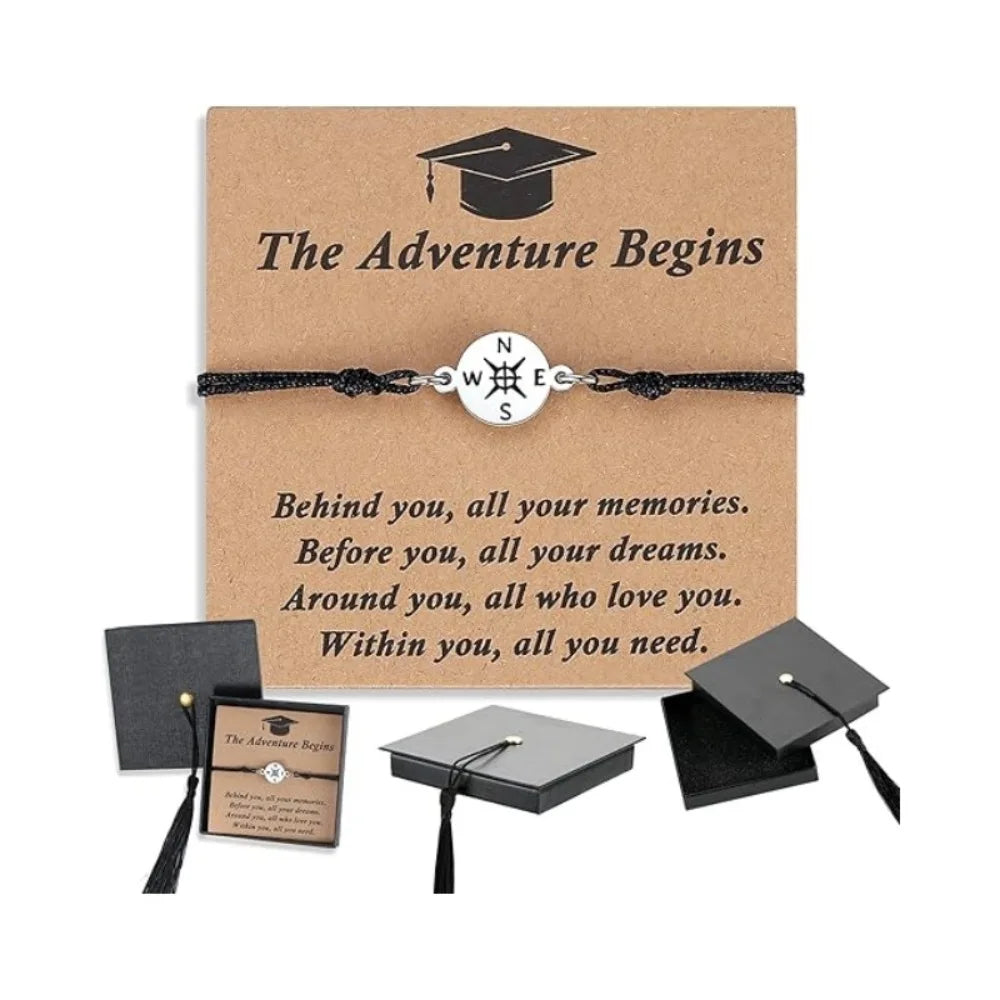 Graduation Compass Bracelet | "The Adventure Begins" Gift Set
