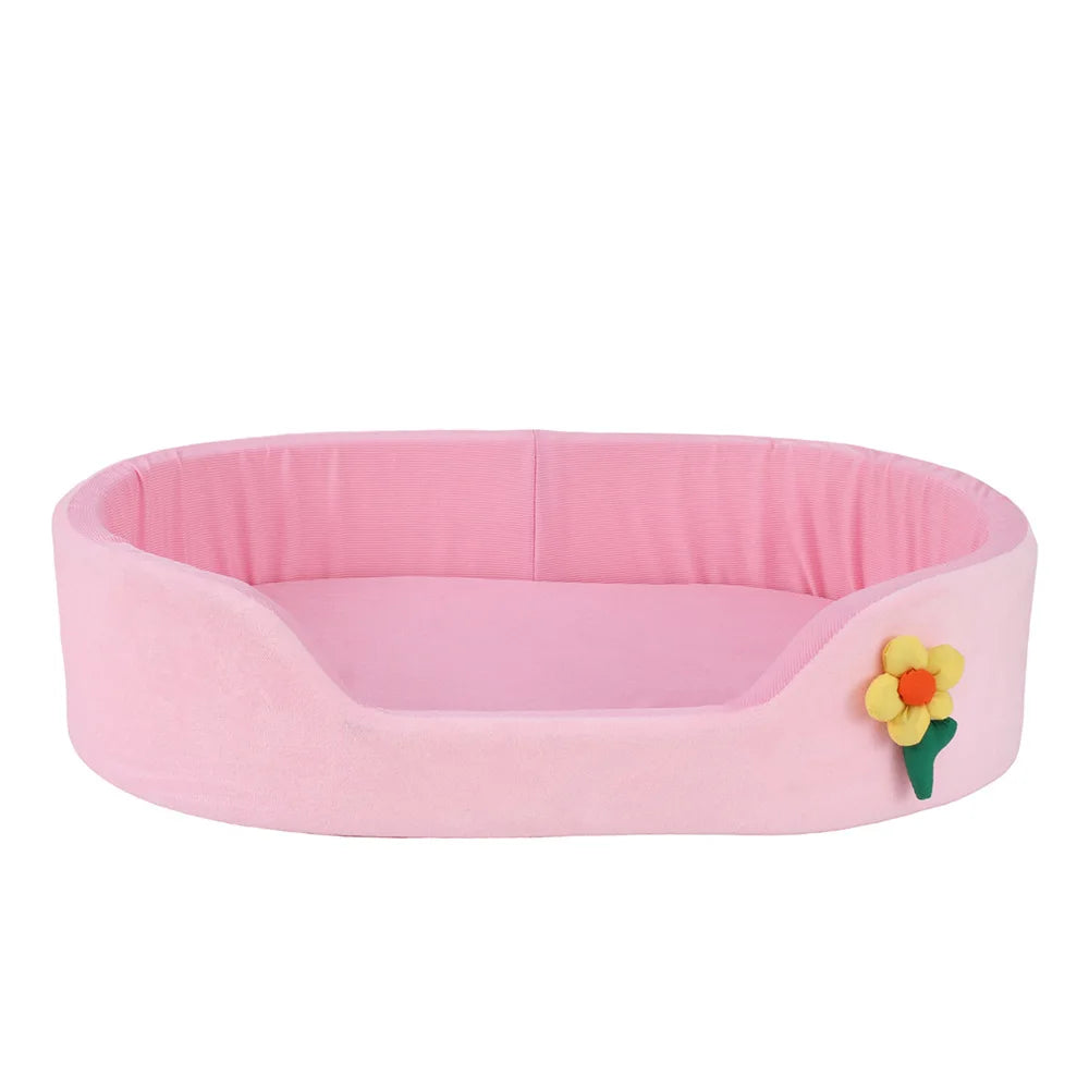 Summer Ice Silk Cool and Breathable Pet House, All-season, Detachable and Washable Dog House, Pet Ice Pad and Dog Bed Oasis Select Pink 65x45x14cm