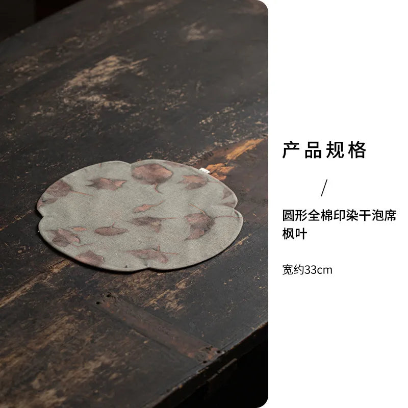 Chinese Round Tea Mat Zen Fabric Table Dry Tea Mat Kung Fu Tea Cup Accessories Waterproof Tea Mat Oasis Select