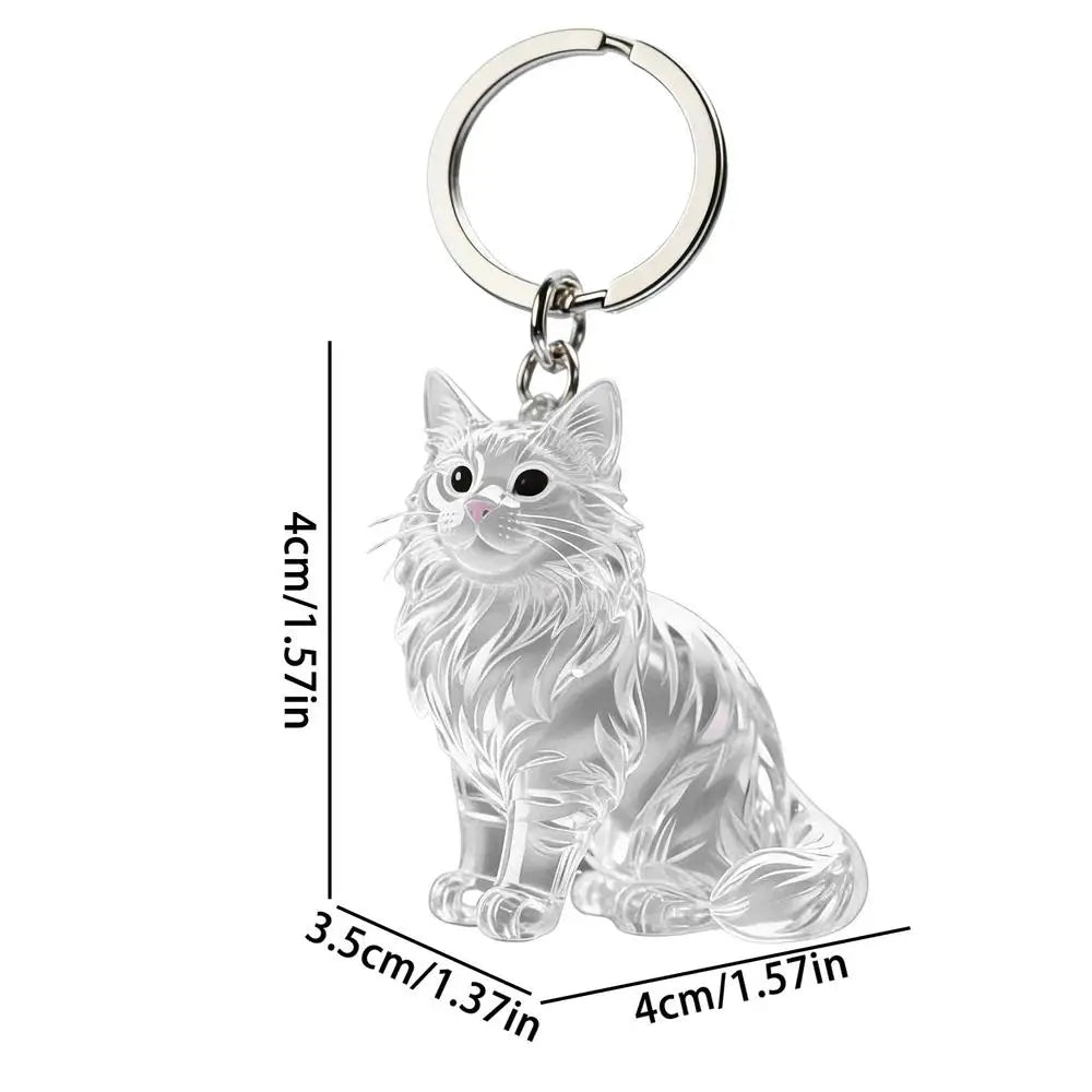 Cat Hair Storage Keychain Bag Pendant Transparent Pet Hair Keepsake Cat Shape Clear Pendant Portable Pet Hair Keepsake charm Oasis Select White