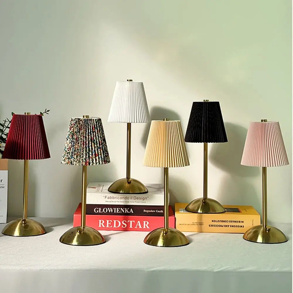 Dimmable LED Desk Lamp | Pleated Fabric Shade & USB Charging